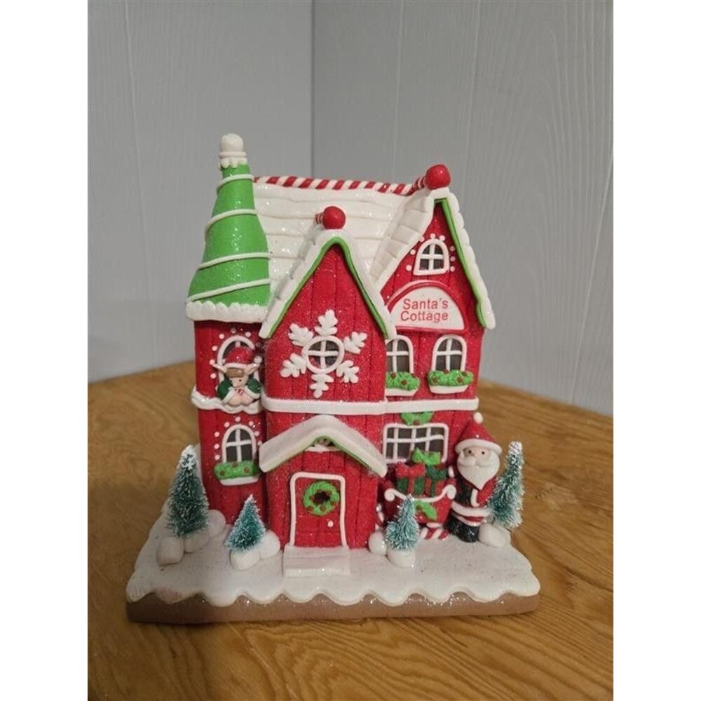 Illuminated 9" Gingerbread Cottage by Valerie Parr Hill (2020)-Santa's Christmas